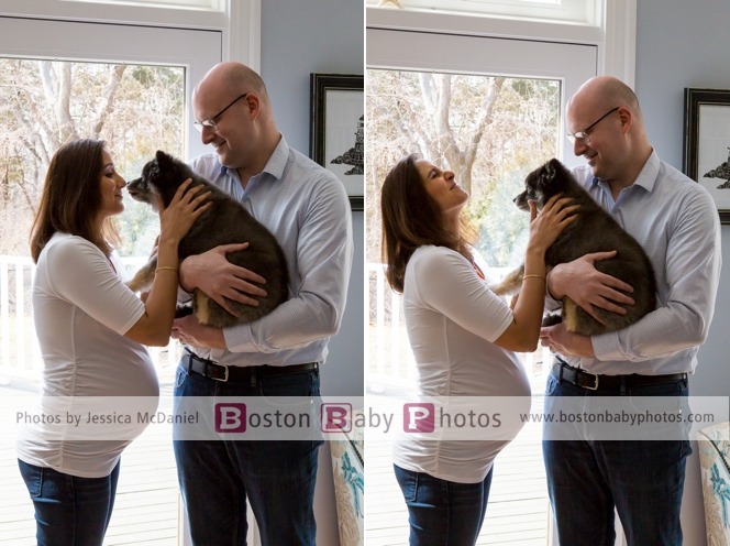 Hingham, MA: Maternity photos with dog
